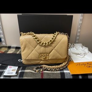 Chanel Dark Beige Lambskin 19 Flap Small Medium